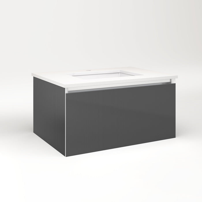 Cartesian 30-1/8" x 15" x 21-3/4" single drawer vanity in smoke screen with slow-close plumbing drawer and no night light
