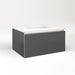 Cartesian 30-1/8" x 15" x 21-3/4" slim drawer vanity in smoke screen with slow-close plumbing drawer and selectable night light in 2700K/4000K temperature (warm/cool light)