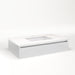 Cartesian 36-1/8" x 7-1/2" x 21-3/4" slim drawer vanity in satin white with slow-close full drawer and night light in 5000K temperature (cool light)