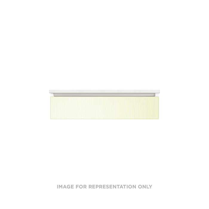 Cartesian 36-1/8" x 7-1/2" x 21-3/4" slim drawer vanity in reeded white with slow-close plumbing drawer and selectable night light in 2700K/4000K temperature (warm/cool light)