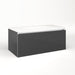 Cartesian 36-1/8" x 15" x 18-3/4" slim drawer vanity in smoke screen with slow-close plumbing drawer and selectable night light in 2700K/4000K temperature (warm/cool light)