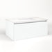 Cartesian 36-1/8" x 15" x 21-3/4" single drawer vanity in matte white with slow-close plumbing drawer and night light in 5000K temperature (cool light)