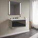Curated Cartesian 24" x 15" x 21" single drawer vanity in tinted gray mirror glass with slow-close plumbing drawer and Engineered Stone 25" vanity top in Silestone lyra