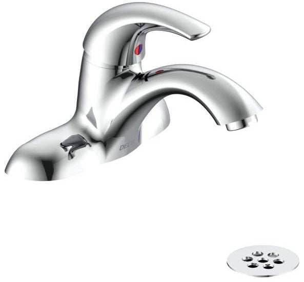 Commercial 22C 22C401 Single Handle Centerset Bathroom Faucet with Grid Strainer