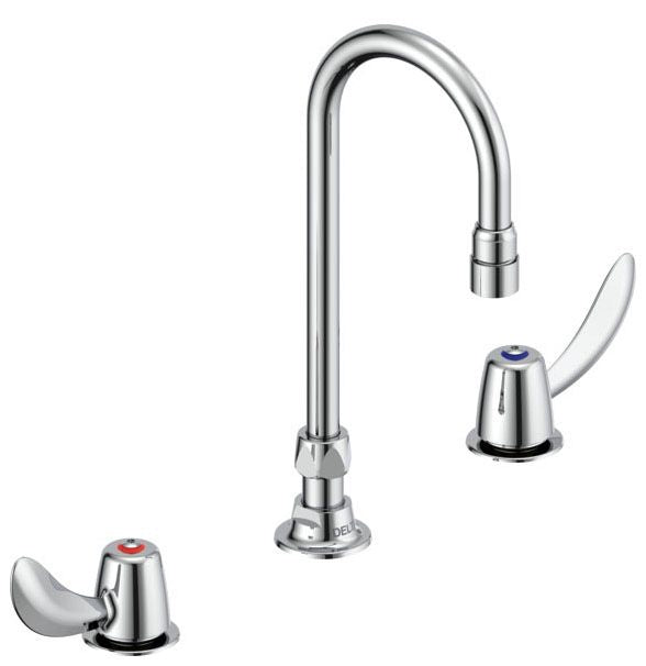 Commercial 23C6 23C642 Two Handle Widespread Lavatory Faucet with Gooseneck Spout - Less Pop-Up