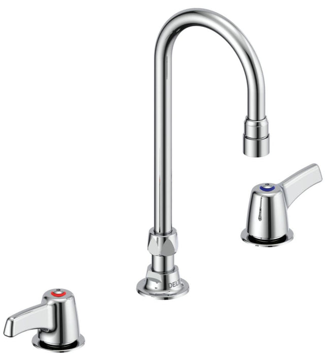 Commercial 23C6 23C653 Two Handle Widespread Lavatory Faucet with Gooseneck Spout - Less Pop-Up