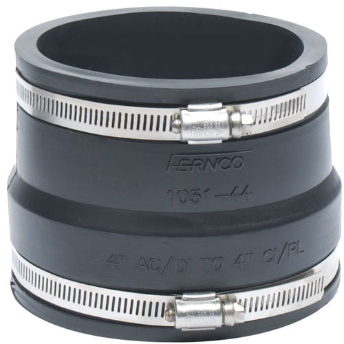 Fernco 1051-44 4" (Ductile Iron) x 4" (Cast Iron / PVC) Flexible Coupling