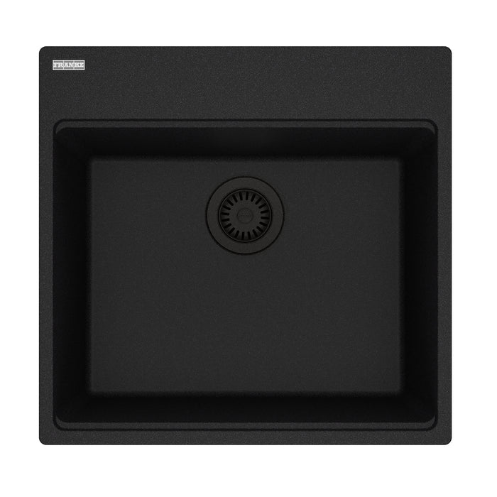 Franke Maris Dual Mount Single Bowl 20 x 15.56 in Granite Kitchen Sink - Onyx