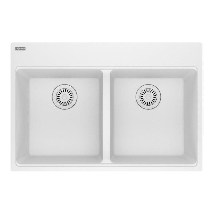 Franke Maris MAG6201414 Dual Mount Double Bowl 31 x 20.88 in Granite Kitchen Sink - Polar White
