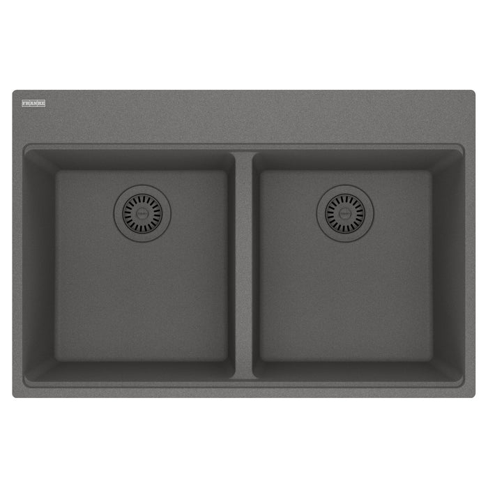 Franke Maris MAG6201515 Dual Mount Double Bowl 33 x 22 in Granite Kitchen Sink - Stone Grey