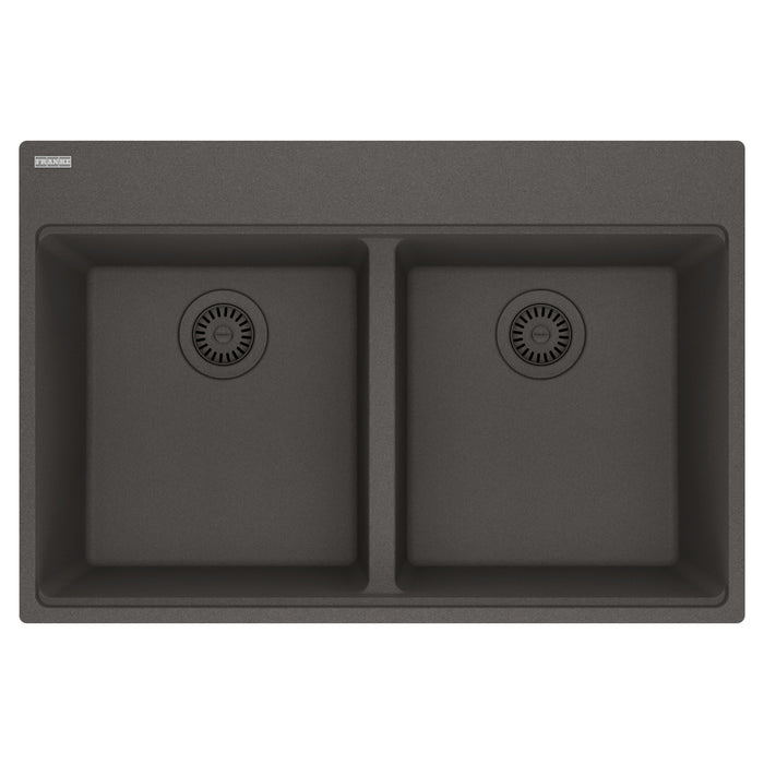 Franke Maris MAG6201515 Dual Mount Double Bowl 33 x 22 in Granite Kitchen Sink - Slate Grey