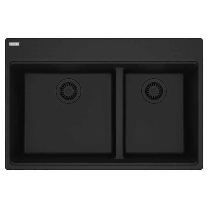 Franke Maris MAG6601812LD Dual Mount Double Bowl 33 x 22 in Granite Kitchen Sink - Matte Black