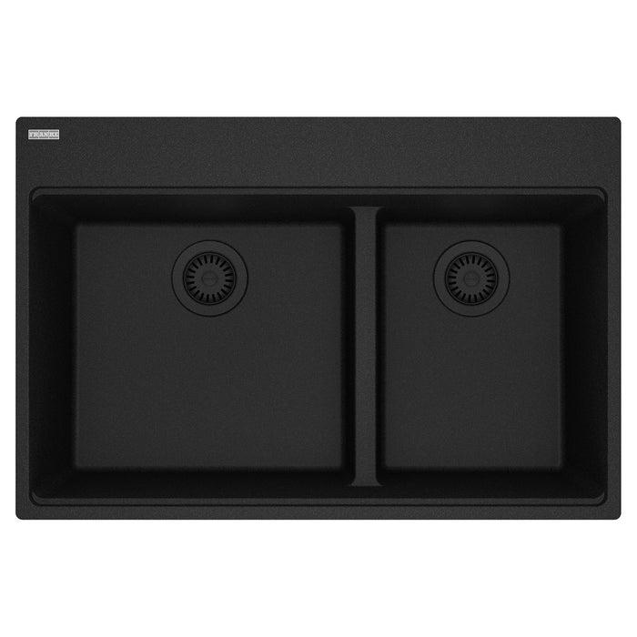 Franke Maris MAG6601812LD Dual Mount Double Bowl 33 x 22 in Granite Kitchen Sink - Onyx