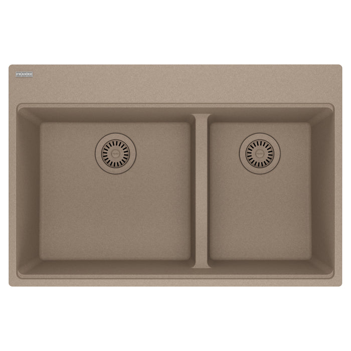 Franke Maris MAG6601812LD Dual Mount Double Bowl 33 x 22 in Granite Kitchen Sink - Oyster