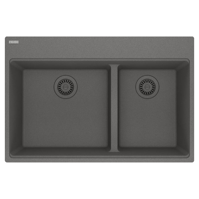 Franke Maris MAG6601812LD Dual Mount Double Bowl 33 x 22 in Granite Kitchen Sink - Stone Grey