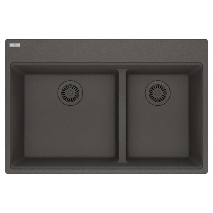 Franke Maris MAG6601812LD Dual Mount Double Bowl 33 x 22 in Granite Kitchen Sink - Slate Grey