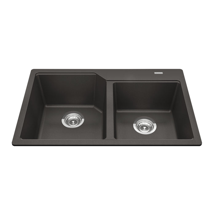 Kindred Granite Series Drop-In Double Bowl 30.69 x 19.69 in Granite Kitchen Sink - Slate Grey
