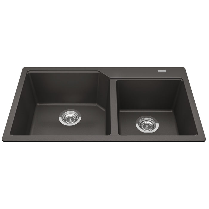 Kindred Granite Series Drop-In Double Bowl 33.88 x 19.69 in Granite Kitchen Sink - Slate Grey