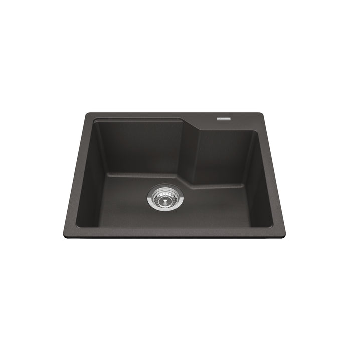 Kindred Granite Series Drop-In Single Bowl 22.06 x 19.69 in Granite Kitchen Sink - Slate Grey