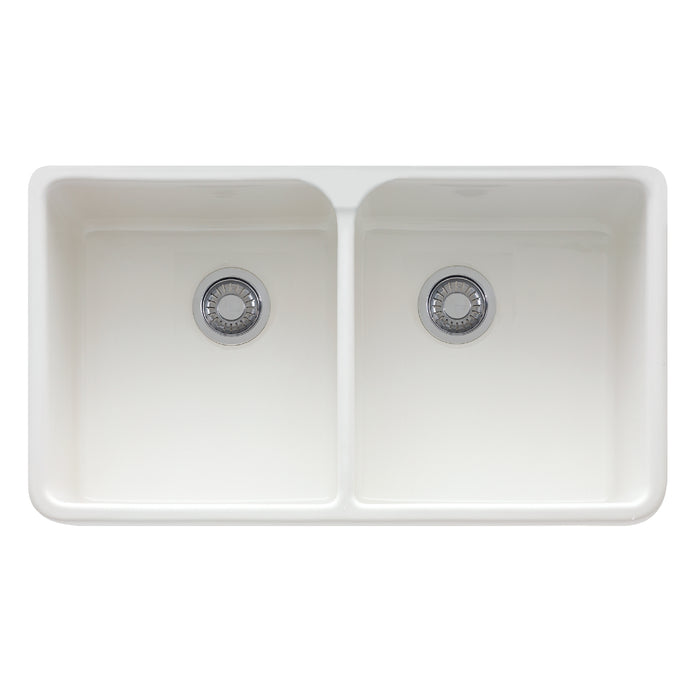 Franke Manor House MHK720-35WH Undermount Double Bowl 35.5 x 21.62 in Fireclay Kitchen Sink - White