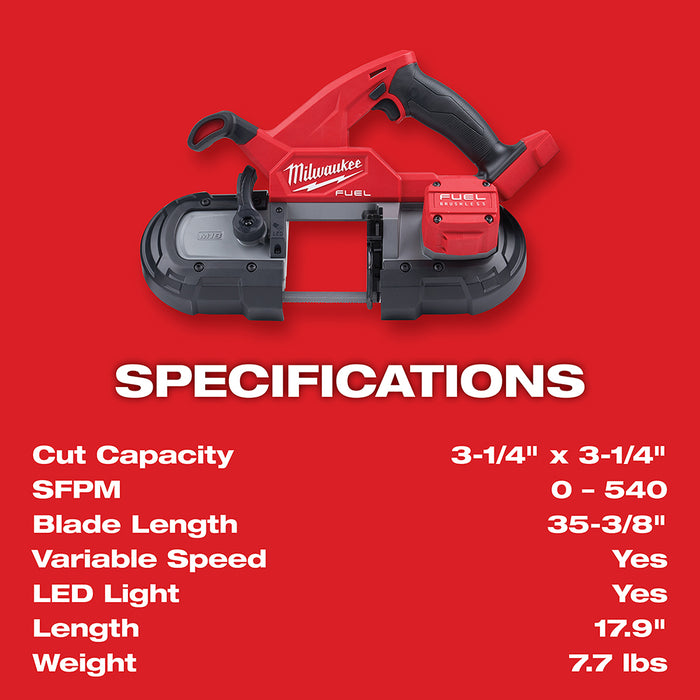 Milwaukee 2829-20 M18 FUEL | Compact Band Saw (Tool-Only)