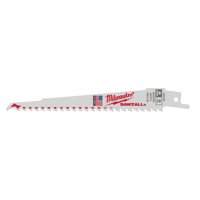 Milwaukee 48-00-5035 6" | 5-TPI SAWZALL Blades (Pack of 5)