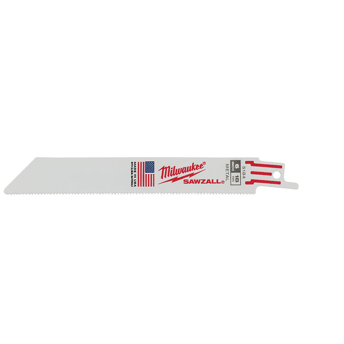 Milwaukee 48-00-5184 6" | 18-TPI SAWZALL Blades (Pack of 5)