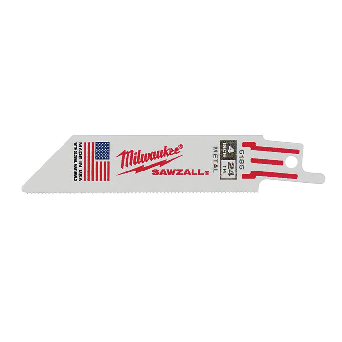 Milwaukee 48-00-5185 4" | 24-TPI SAWZALL Blades (Pack of 5)