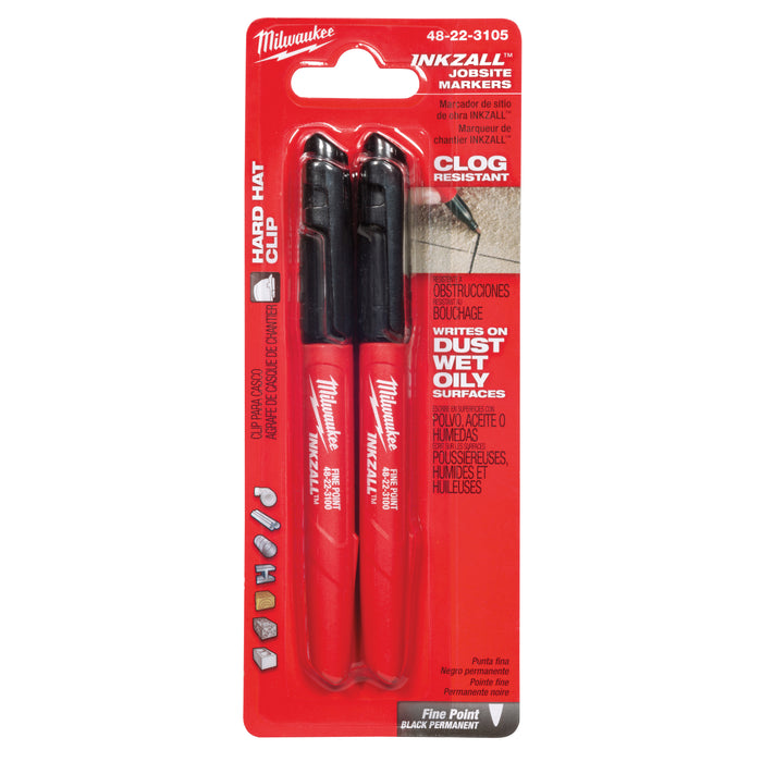 Milwaukee 48-22-3105 INKZALL Black Fine Point Marker (Pack of 2)