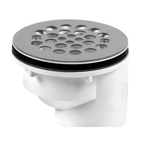 Oatey 42787 2" Offset PVC Shower Drain with Stainless Steel Strainer
