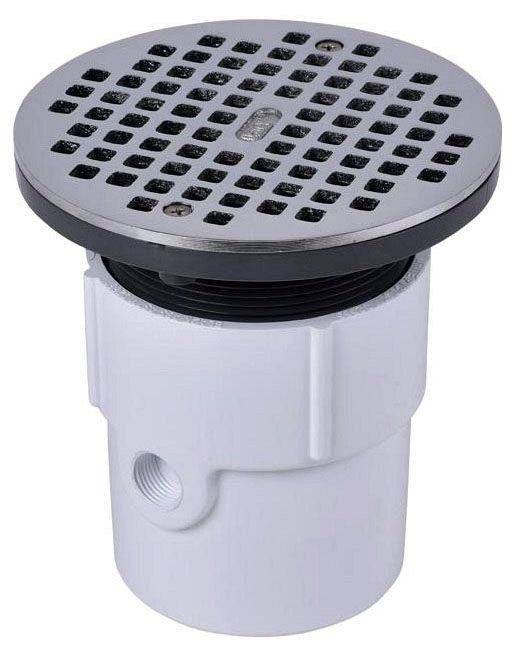 Oatey 72187 3" or 4" PVC General Purpose Drain with 6" Chrome Grate