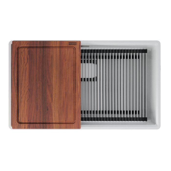 Franke Peak PKG11031PWT-WKC Undermount Single Bowl 32 x 18.75 in Granite Kitchen Sink - Polar White