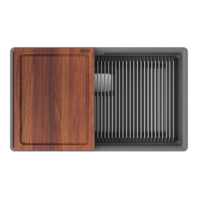Franke Peak PKG11031SHG-WKC Undermount Single Bowl 32 x 18.75 in Granite Kitchen Sink - Stone Grey