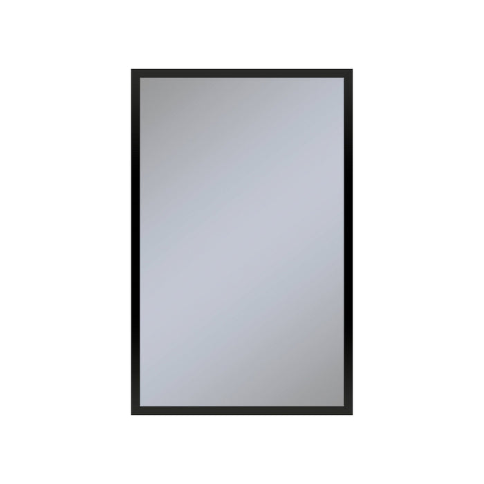 Profiles 19-1/4" x 30" x 4" framed cabinet in matte black with electrical outlet, USB charging ports, magnetic storage strip and right hinge