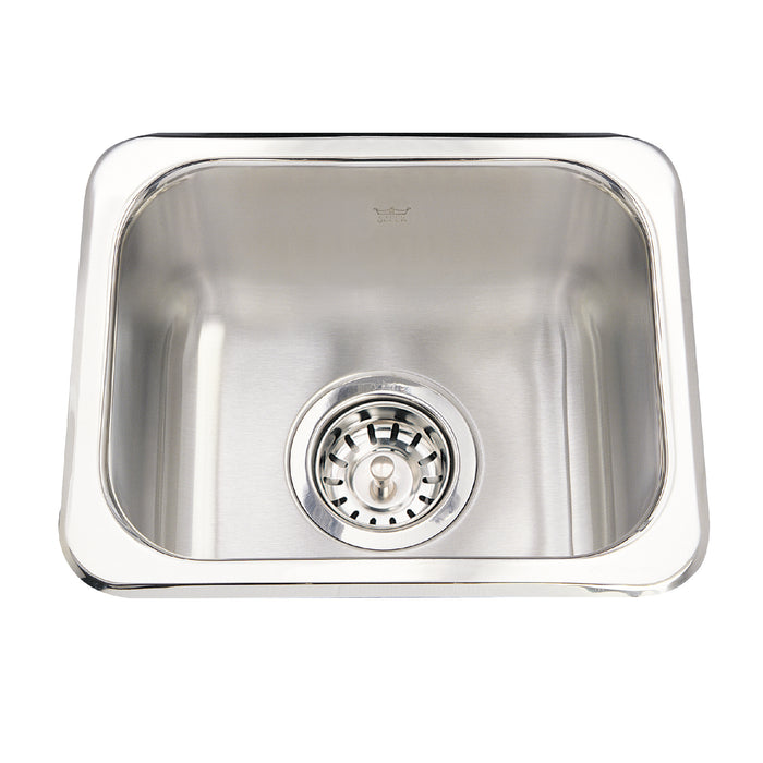 Kindred Utility Collection QS1113-6N Drop-In Single Bowl 13.63 x 11.25 in Stainless Steel Kitchen Sink - Satin Finished Bowl with Mirror Finished Rim
