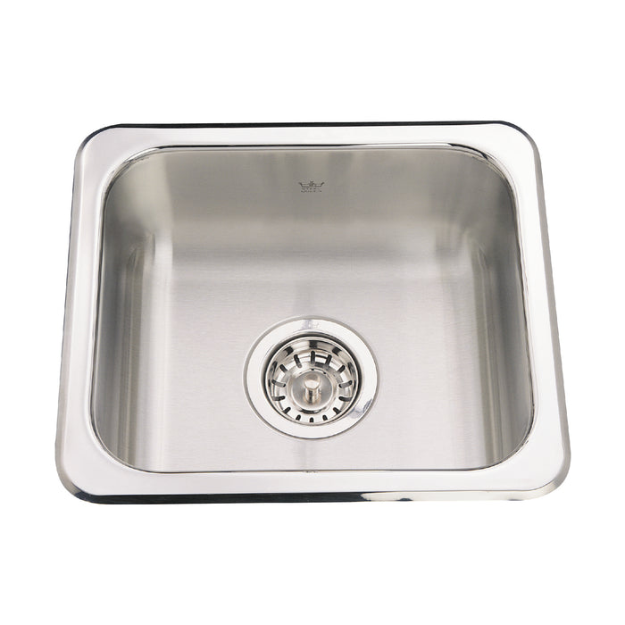 Kindred Utility Collection QS1315-6N Drop-In Single Bowl 15.13 x 13.13 in Stainless Steel Kitchen Sink - Satin Finished Bowl with Mirror Finished Rim