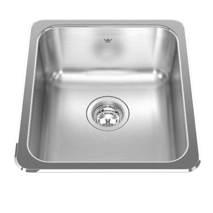 Kindred Steel Queen QSA1816-8N Drop-In Single Bowl 16.13 x 18.13 in Stainless Steel Kitchen Sink - Satin Finished Bowl with Mirror Finished Rim