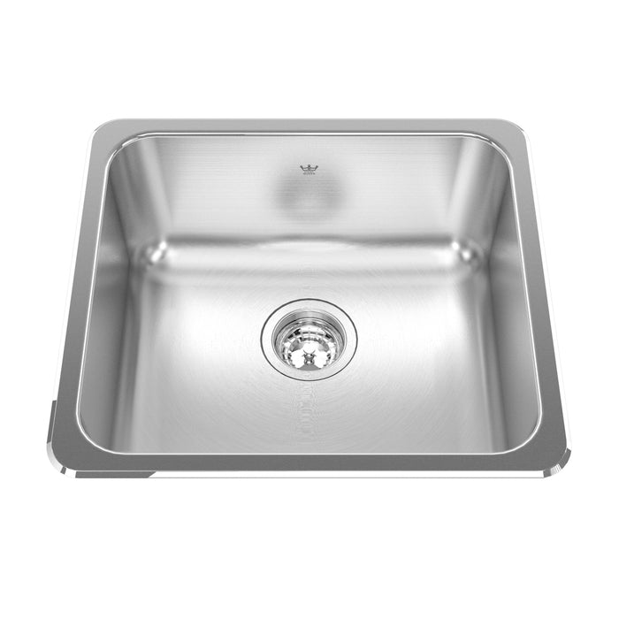 Kindred Steel Queen QSA1820-8N Drop-In Single Bowl 20.13 x 18.13 in Stainless Steel Kitchen Sink - Satin Finished Bowl with Mirror Finished Rim