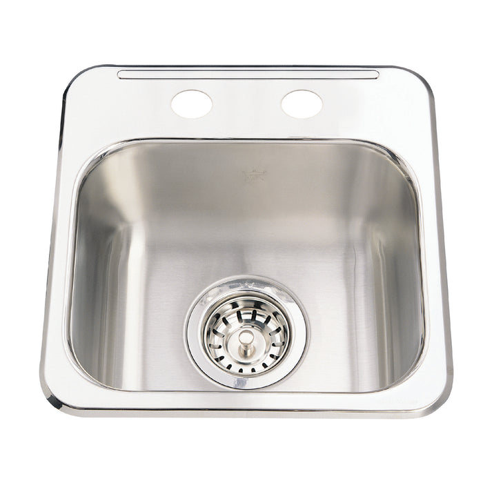 Kindred Utility Collection Drop-In Single Bowl 13.63 x 13.63 in Stainless Steel Kitchen Sink - 2-Hole