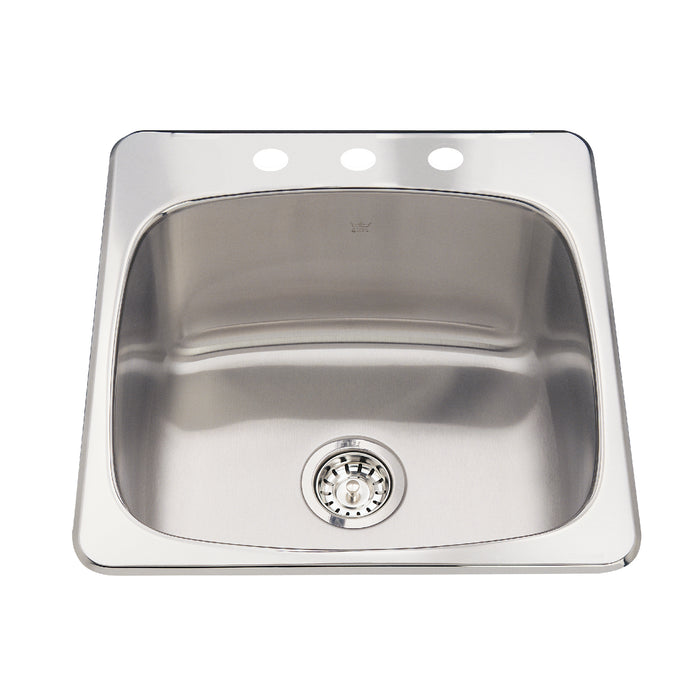 Kindred Utility Collection Drop-In Single Bowl 20.13 x 20.56 in Stainless Steel Kitchen Sink - 3-Hole