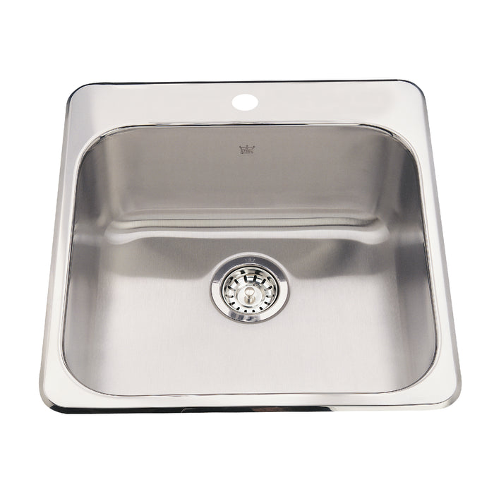 Kindred Steel Queen QSL2020-7 Drop-In Single Bowl 20 x 20.5 in Stainless Steel Kitchen Sink - 1-Hole