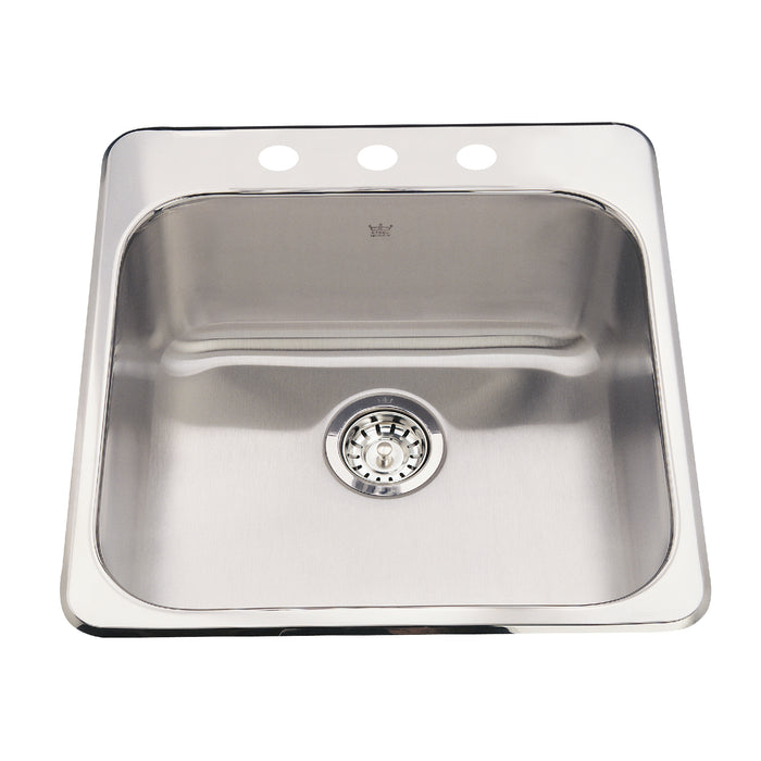 Kindred Steel Queen QSL2020-8 Drop-In Single Bowl 20 x 20.5 in Stainless Steel Kitchen Sink - 3-Hole