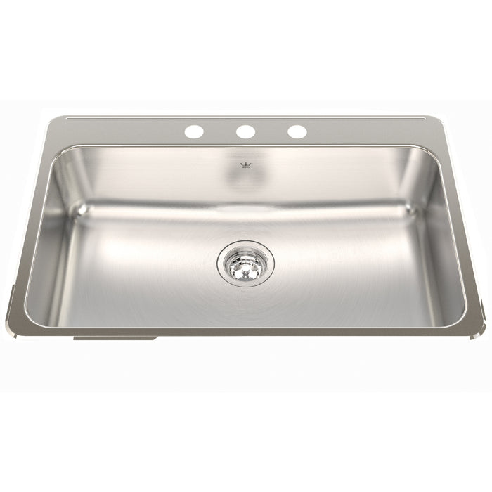 Kindred Steel Queen Drop-In Single Bowl 31.25 x 20.5 in Stainless Steel Kitchen Sink - 3-Hole
