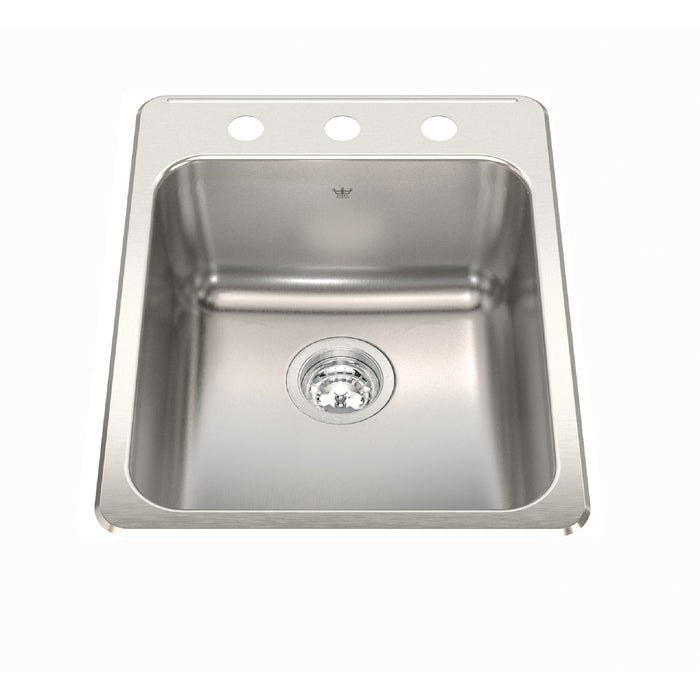 Kindred Steel Queen Drop-In Single Bowl 17.25 x 22 in Stainless Steel Kitchen Sink - 3-Hole