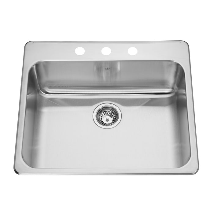 Kindred Steel Queen Drop-In Single Bowl 25.25 x 22 in Stainless Steel Kitchen Sink - 3-Hole