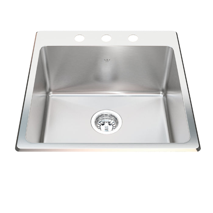 Kindred Utility Collection QSLF2020-10 Dual Mount Single Bowl 20.13 x 20.56 in Stainless Steel Kitchen Sink - 3-Hole