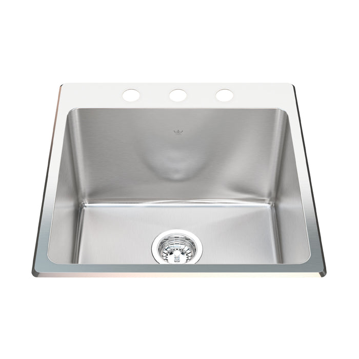 Kindred Utility Collection QSLF2020-12 Dual Mount Single Bowl 20.13 x 20.56 in Stainless Steel Kitchen Sink - 3-Hole