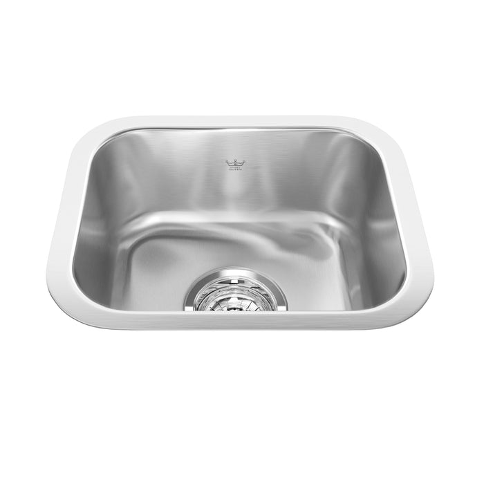 Kindred Steel Queen QSU1113-6N Undermount Single Bowl 13.38 x 11 in Stainless Steel Kitchen Sink - Satin Finished Bowl with Silk Finished Rim
