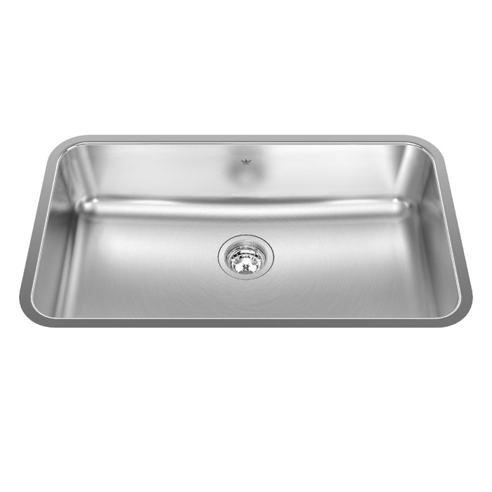 Kindred Steel Queen QSUA1831-8N Undermount Single Bowl 30.75 x 17.75 in Stainless Steel Kitchen Sink - Satin Finished Bowl with Silk Finished Rim