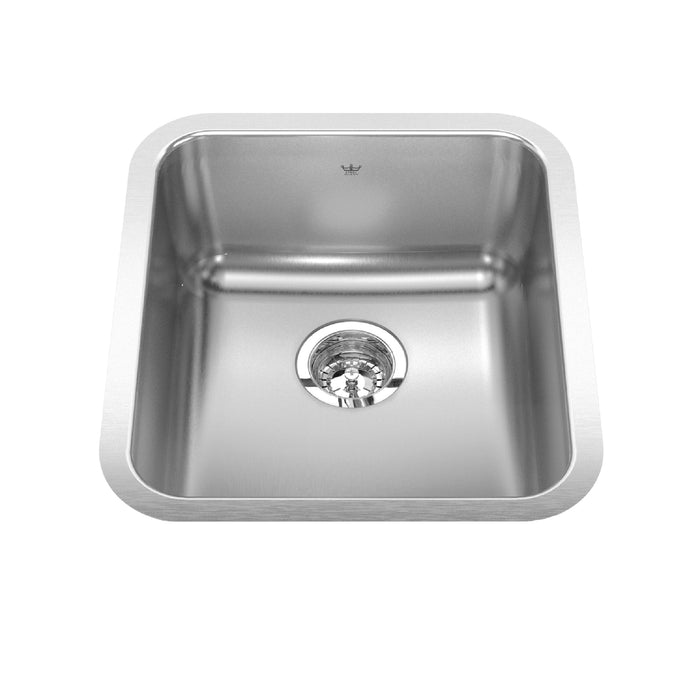Kindred Steel Queen QSUA1917-8N Undermount Single Bowl 16.75 x 18.75 in Stainless Steel Kitchen Sink - Satin Finished Bowl with Silk Finished Rim